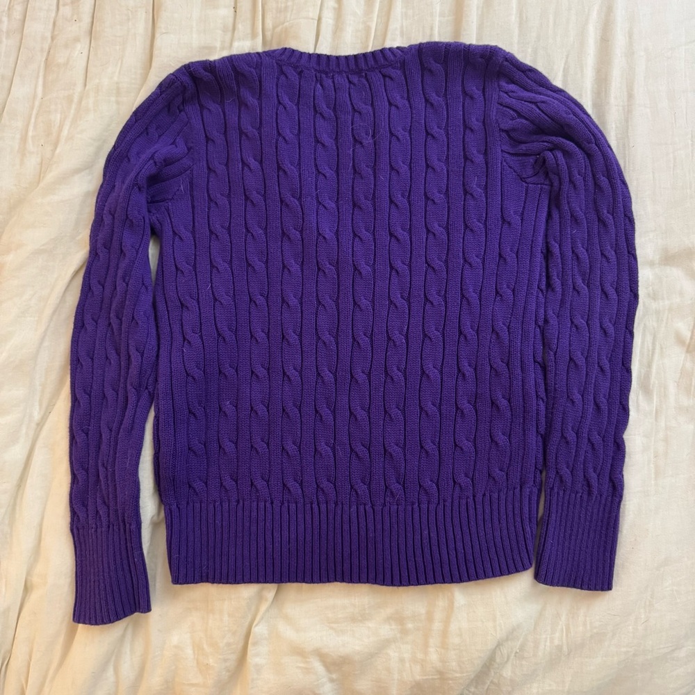 Ralph Lauren Little Girls Kids Cable Knit Sweater Purple - Picture 3 of 3